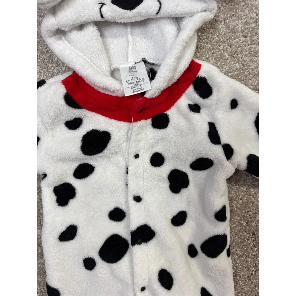 Disney Baby 101 Dalmatians Hooded Fleece Bodysuit White Black 6-9 Months